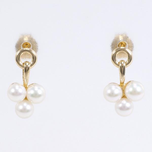 Ladies' K18 Yellow Gold Pearl Earrings, 18K Yellow Gold & Pearl Material