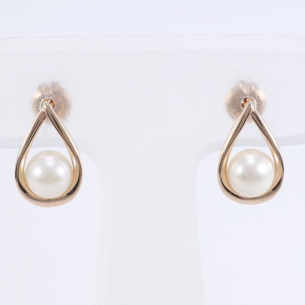 K10 10k Pink Gold Pearl Earrings - Approximate Weight 1.5g, Gold Ladies' Jewelry