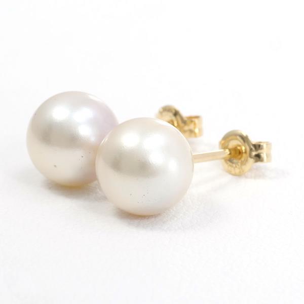 Ladies' K18 Yellow Gold Pearl Earrings, Total Weight Approx 2.3g, 18K Yellow Gold & Pearl Material