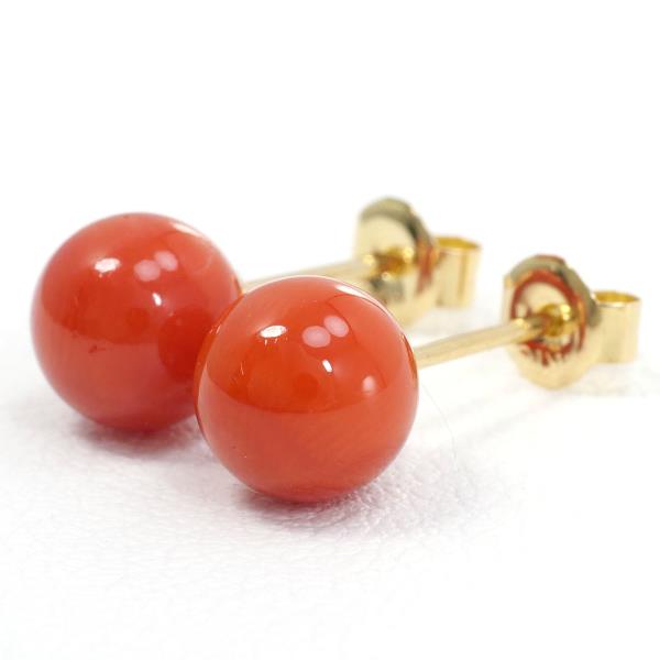 K18 Yellow Gold Earrings with Coral for Women - Used