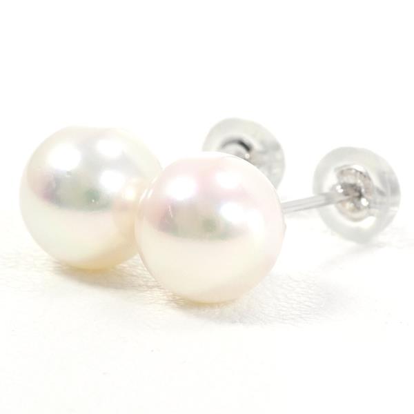 "7mm Pearl Earrings in K14 White Gold, Women's Silver Pearl Jewelry"