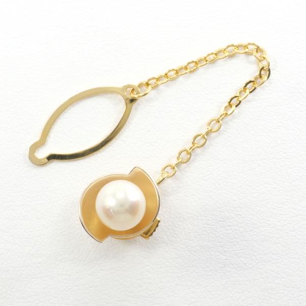 "K18 18k Yellow Gold, Alloy & Pearl Pin Brooch approx. 3.4g, Jewelry For Women"