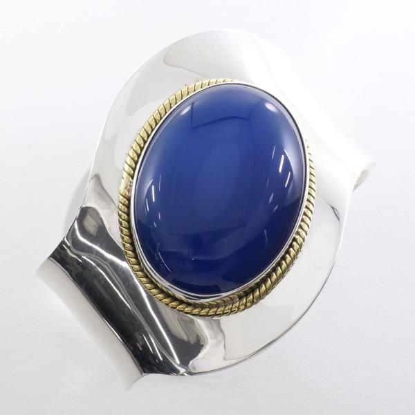 "Silver Alloy, Blue Chalcedony Bangle, approx Weight 69.3g, Women's Silver Jewelry"