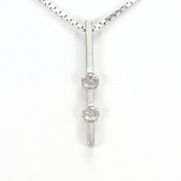 18K White Gold Diamond Necklace, Natural Diamonds 0.21ct x2, Total Weight 6.5g, Length 39cm, Ladies' Jewelry