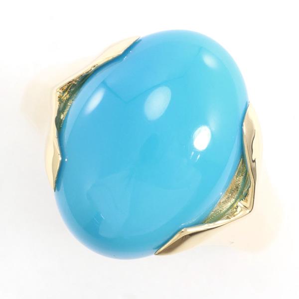 K18 Yellow Gold Ring with Natural Turquoise Stone of 10.20ct, Size 21, Total Weight