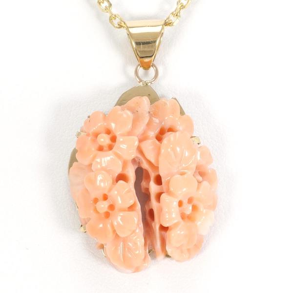 18K Yellow Gold Coral Necklace, Total Weight Approx. 8.6g, Length Approx. 40cm