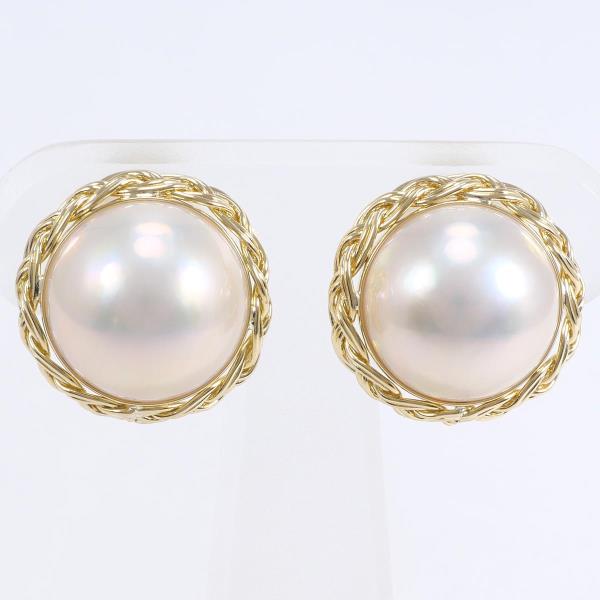 K18 18k Gold Mabe Pearl Earrings, Total Weight Approximately 7.8g - Ladies Gold Jewelry