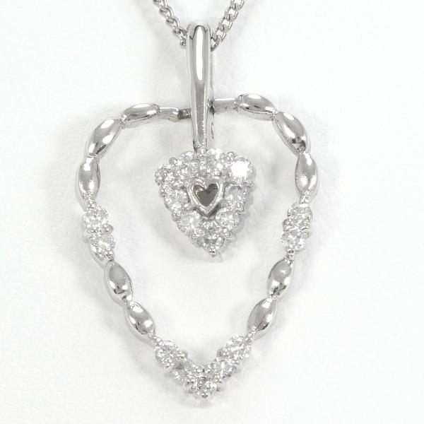 Ladies' Heart Shaped PT900 Platinum Necklace with Diamond of 0.333 ct, 40cm in Length