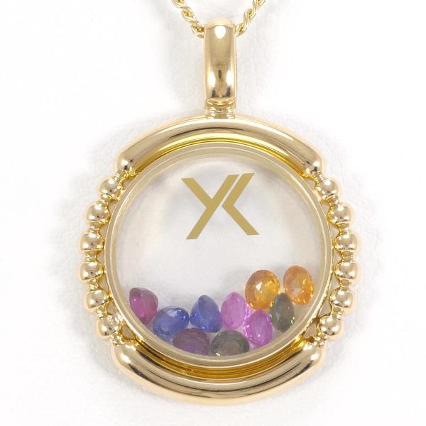 Charming K18 Yellow Gold Necklace with Natural Gemstones, Approx. Weight 7.8g, 40cm Length