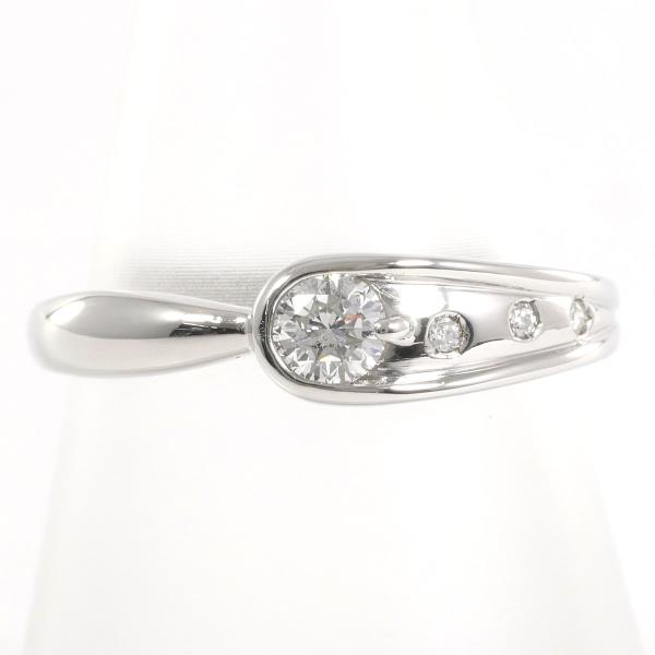 Platinum PT900 Ring with 0.20ct & 0.03ct Diamonds, Size 12, Weight Approx 4.3g, Ladies 【Used】