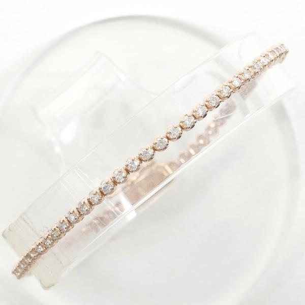 K18 Pink Gold Bracelet with 1.00ct Diamond and Appraisal Card, Total Weight Approximately 5.6g at 17.5cm - Preowned Ladies' Golden Diamond Bracelet