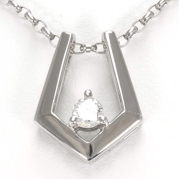 K18 White Gold Necklace for Women, Approximately 45cm, Featuring a 0.13ct Diamond
