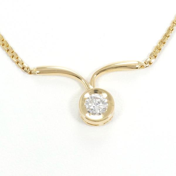 K18 Yellow Gold Ladies Necklace with Diamond, Approximate Weight 4.5g, Length about 40cm, Diamond 0.25 ct