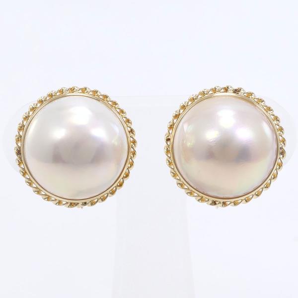 K18 YellowGold Mabe Pearl Earrings, Total Weight approx 8.3g, Women's Gold