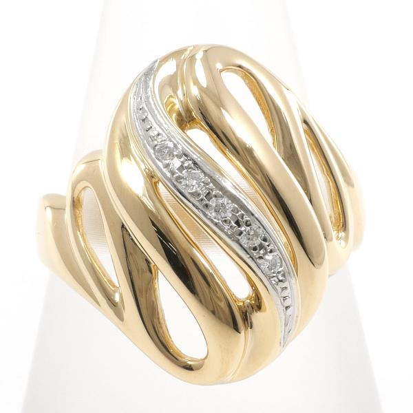 Platinum PT900 and 18k Yellow Gold K18 Size 12.5 Ring with 0.05ct Diamond - Gold Ladies, Approximately 5.5g