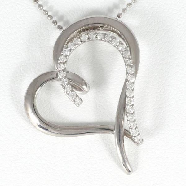 18k White Gold K18 Necklace with 0.20ct Diamond - Silver Ladies, Approximately 5.4g and 38cm