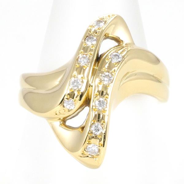 18k Yellow Gold K18 Size 11 Ring with 0.15ct Diamond - Gold Ladies, Approximately 5.6g