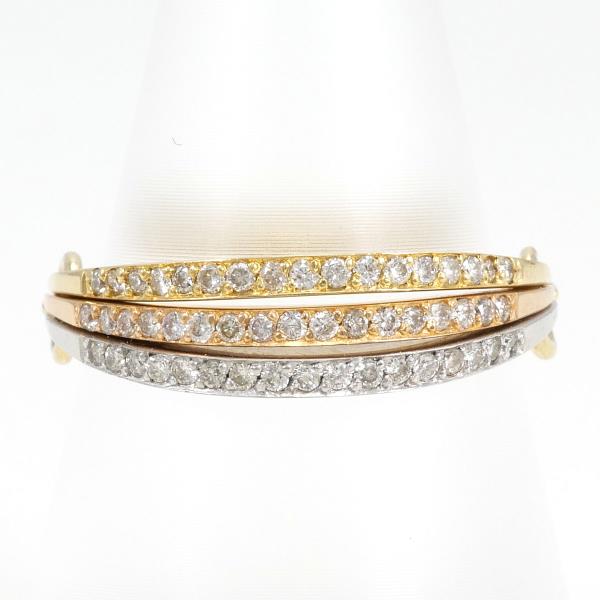 18K Yellow & White Gold Ring with 0.30ct Diamond, Size 12.5, Approximate Weight 3.9g, Ladies' Jewelry