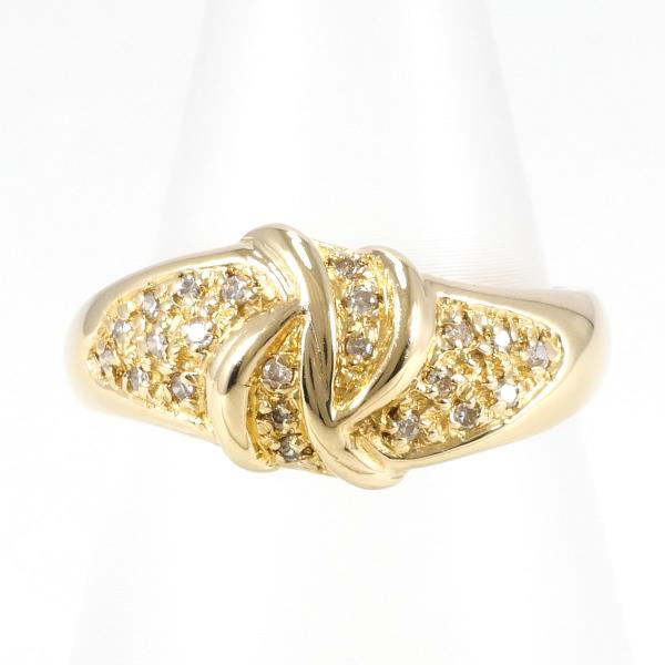 18K Yellow Gold Ring with 0.14ct Diamond, Size 11.5, Approximate Weight 4.6g, Ladies' Jewelry