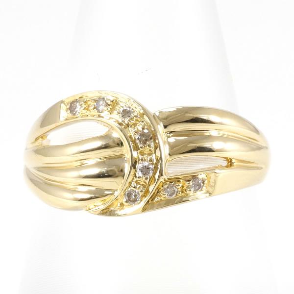 18K Yellow Gold Ring with 0.09ct Brown Diamond, Size 16, Ladies Ring in Gold Color, 4.3g Total Weight - Used
