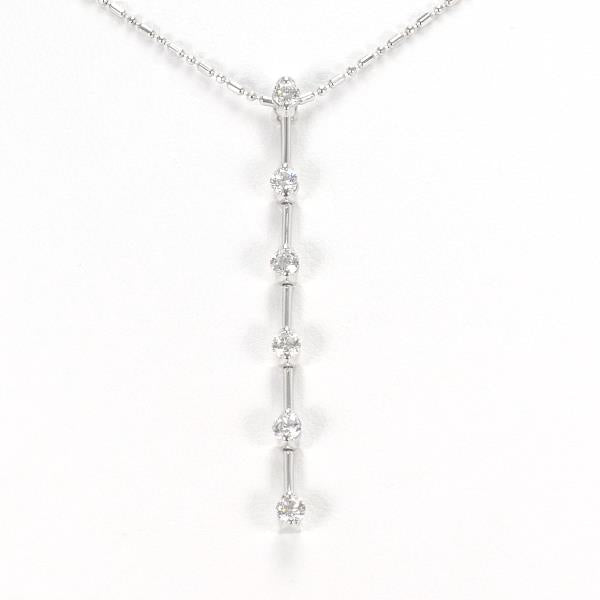 K18 18K White Gold Diamond Necklace, Diamond Size 0.50, Weight Approx 4.1g, Approx Length 50cm for Women (Used)
