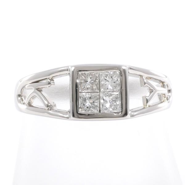 Platinum PT900, Diamond 0.40ct, Size 14, Ladies Ring in Silver Color, 4.7g Total Weight - Used
