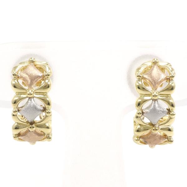 Platinum PT900 & K18 Gold Earrings, Mixed Yellow and Pink Gold, Weight Approx 5.0g, Ladies' Jewelry
