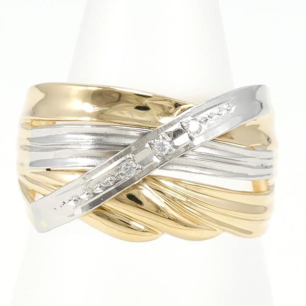 Platinum PT900 & K18 Yellow Gold Ring with Diamonds, Size 12, Diamond 0.02ct, Weight Approx 5.2g, Ladies' Jewelry