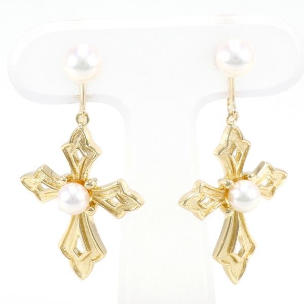 Women's K18 Yellow Gold Earrings with Pearls, Weight