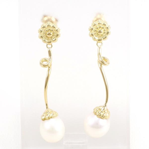 K18 18k Yellow Gold Pearl Women's Earrings