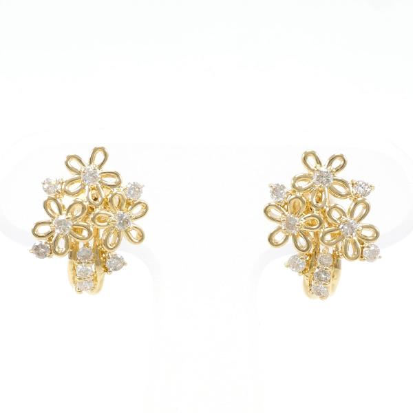K18 Yellow Gold Diamond Earrings, Diamond 0.25ct ×2, Total Weight Approximately 3.2g