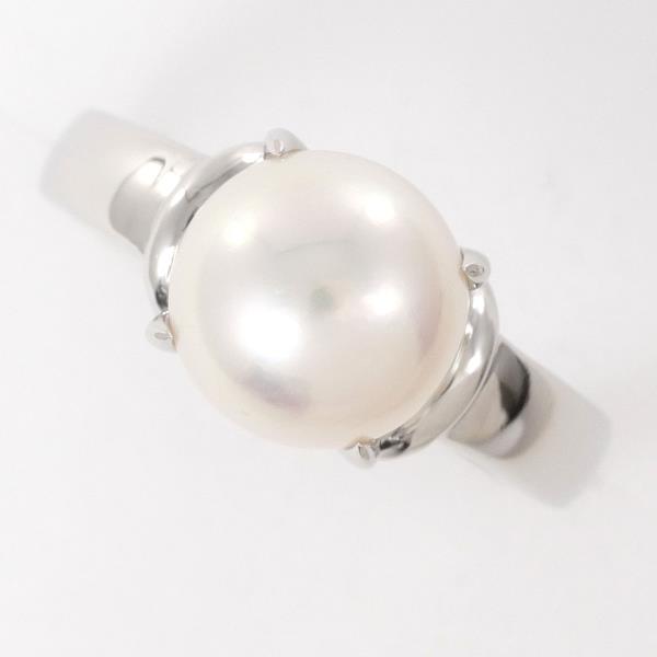 [LuxUness]  Platinum PT900 Ring with Pearl, Size 13 for Women in Excellent condition
