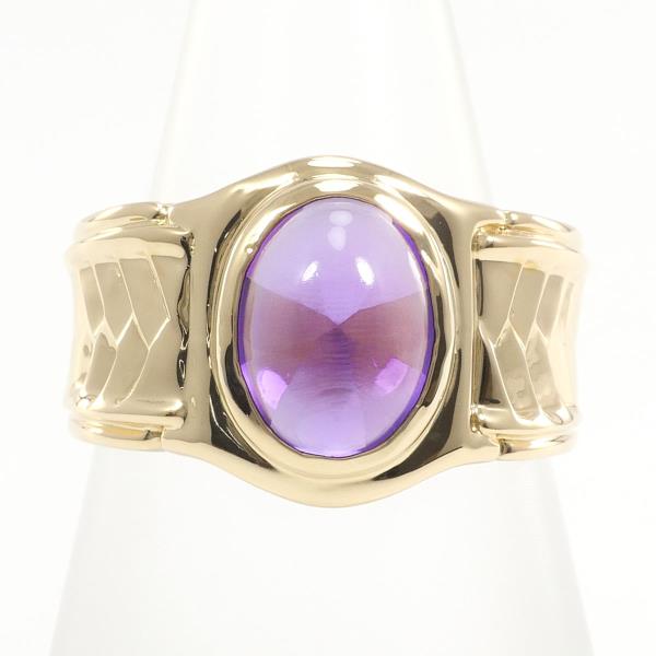 Ladies K18 Yellow Gold Ring, Size 13 with Amethyst, Total Weight Approx 6.8 g - Gold Jewelry