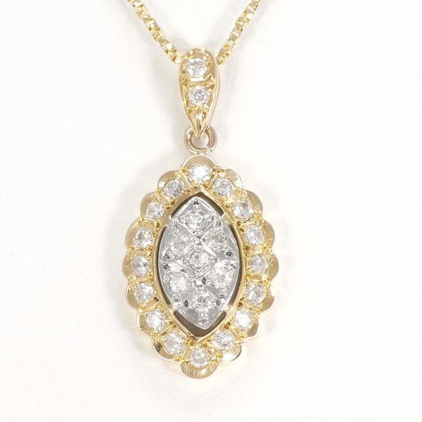 Ladies Platinum PT900 & K18 Yellow Gold Necklace with 0.36 ct Diamond, Total Weight Approx 4.2 g, Length Approx 40 cm - Gold Jewelry
