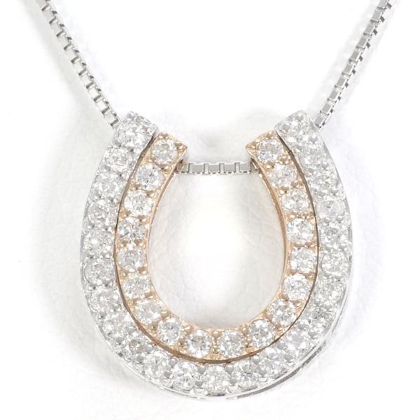 K18 Yellow Gold & White Gold Necklace with 0.28ct & 0.22ct Diamonds, Total Weight Approx 3.9g, Approx 44cm for Women
