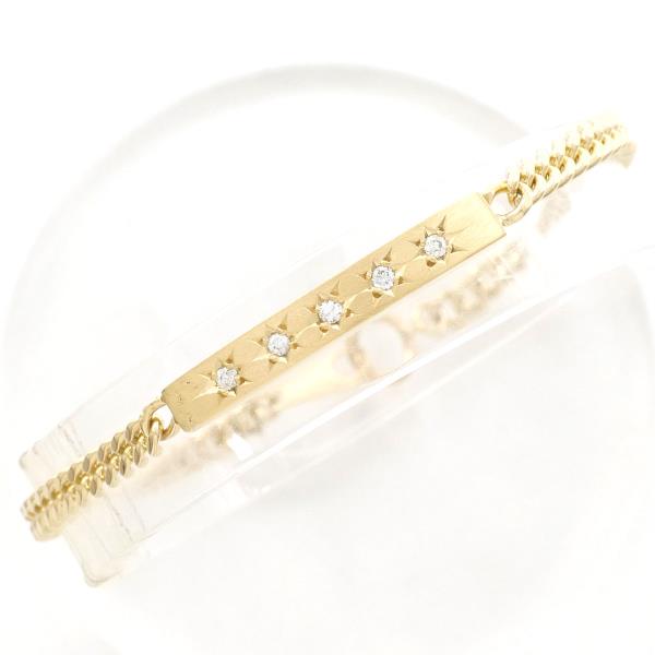 K18 18K Yellow Gold Diamond Bracelet (0.08 Carat Diamond, Weight approx. 8.1g, Length approx. 18cm)