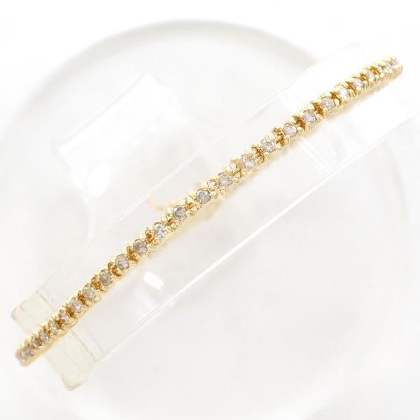 K18 18K Yellow Gold Bracelet with Brown Diamond (1.00 Carat, Weight approx. 6.1g, Length approx. 17.5cm)