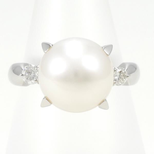 Ladies' Platinum PT900 Ring with Approx 11mm Pearl & 0.21ct Diamond, Size 13, Approximate Total Weight 6.9g, Pre-owned