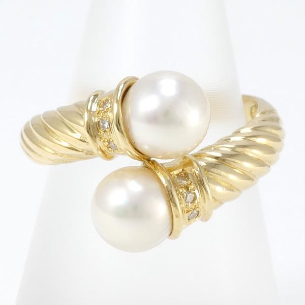 18K Yellow Gold Size 14.5 Ring ( Pearl, Diamond 0.03ct, 7mm Pearl, 6.0g Total Weight) - 18K Yellow Gold, Pearl, and Diamond Men's Jewelry