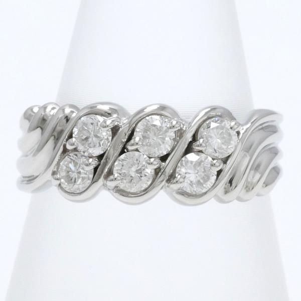 Platinum PT900 & Diamond 0.51ct Ring, Silver, Women's size 10 - Preloved