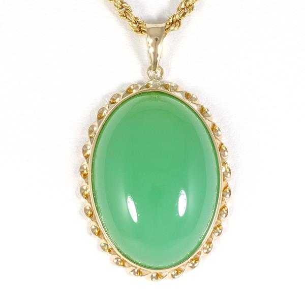 "Beautiful Necklace in K18 Yellow Gold with Chrysoprase, Green for Women"