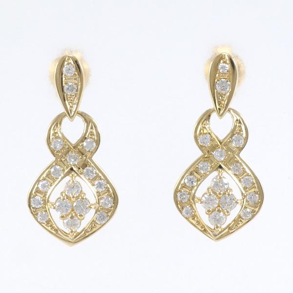 K18 Yellow Gold & Diamond Earrings – Total Weight Approx. 2.8g, 0.20ct ×2 Diamond, Gold, For Women