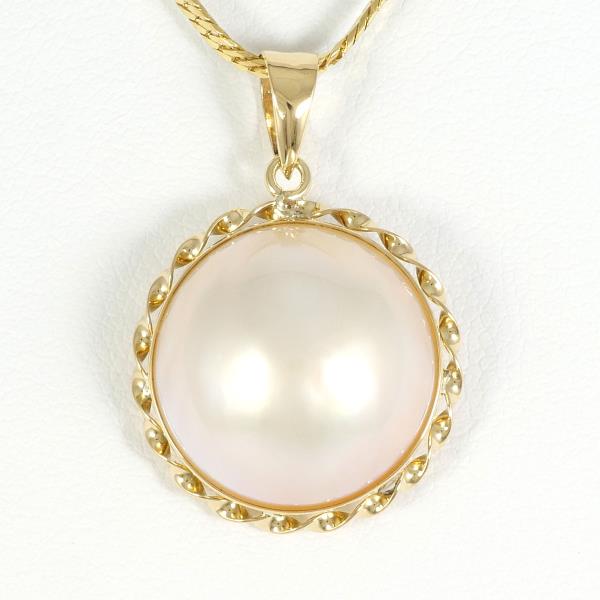 "Elegant Necklace in K18 Yellow Gold with Mabe Pearl, Gold for Women"