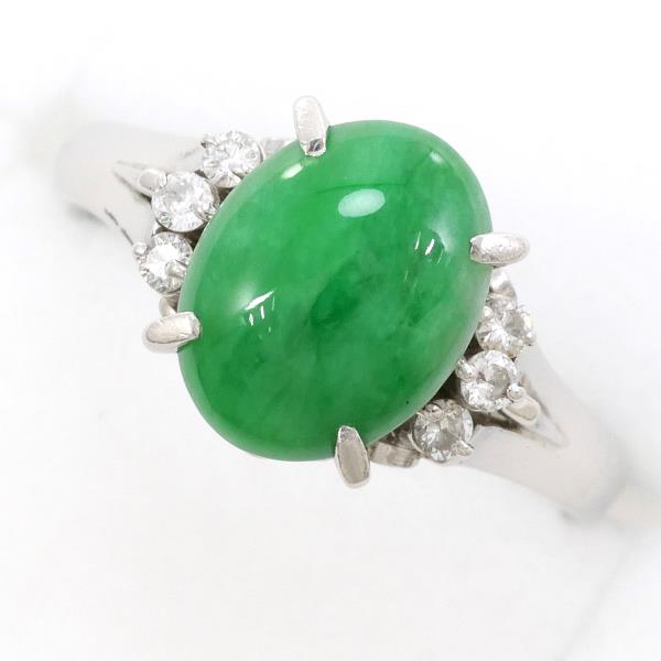 Jade Elegance Ring - PM Platinum 900, Jade 1.67ct, Diamond 0.10ct, Size 9, Total Weight approx. 4.8g