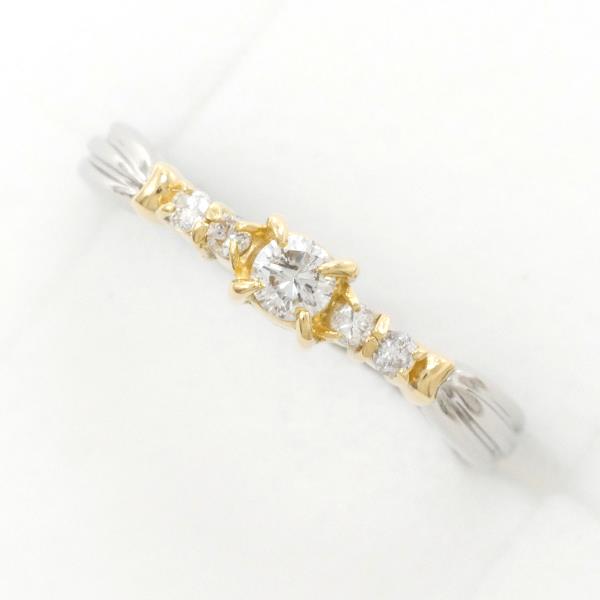 Platinum PT900 & K18 Yellow Gold Ring - Size 14 with 0.2ct Diamond, Approximate weight 2.8g - Ladies Silver Jewelry
