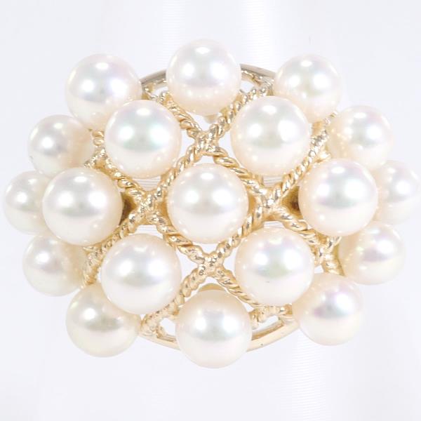 "Size 11.5 Pearl Ring in K14 Yellow Gold with 4mm Pearl, Total Weight Approximately 4.4g"
