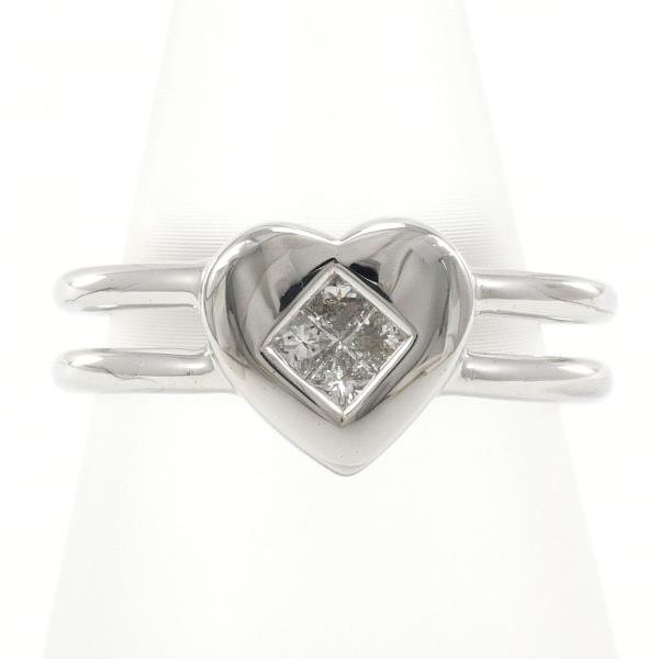 18 Carat White Gold K18 Ring with 0.20 Carat Diamond, Weight Approximately 5.9g for Women