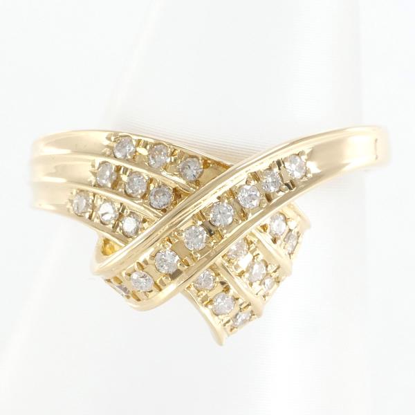 K18YG Diamond Ring, Size 10, with 0.20 Carat Diamond, Total Weight around 4.0g, Women's Gold Jewelry