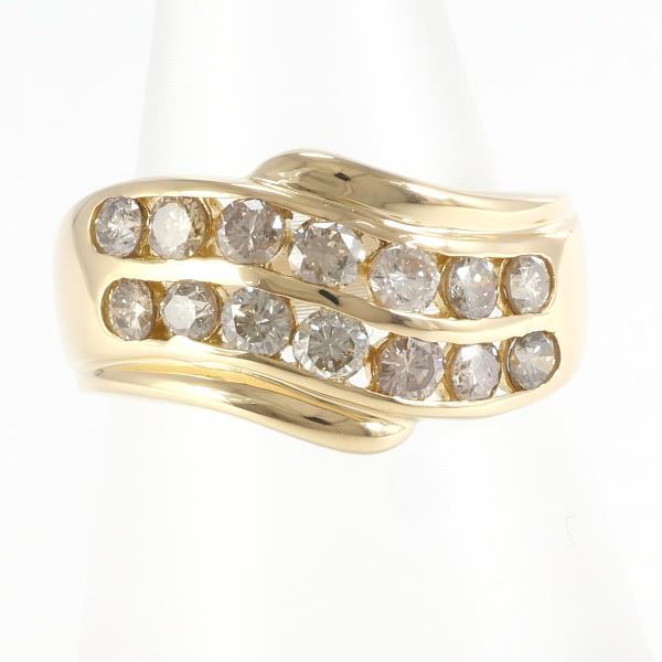 Ladies Ring (Size 12) with Brown Diamond 1.00ct in K18 18k Yellow Gold, Total Weight Approx 4.2g, Gold, Used