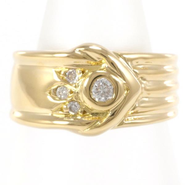 "Size 1.5 Scarab Ring in K18 Yellow Gold with Diamond Weighing 0.09ct, Total Weight Approximately 3.8g"